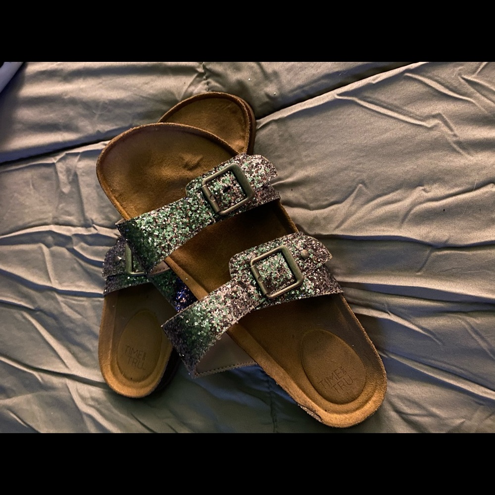 Silver glittery sandals